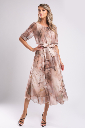 Rochie Margo bej cu imprimeu floral [1]