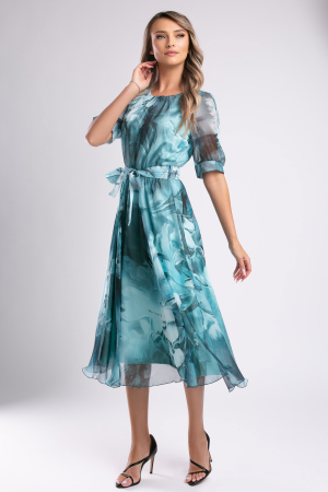 Rochie Margo verde mentă cu imprimeu floral [4]