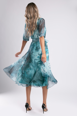 Rochie Margo verde mentă cu imprimeu floral [2]