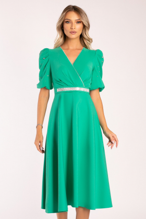 ROCHII CUNUNIE CIVILĂ - Rochie Megan de ocazie verde accesorizată cu ștrasuri