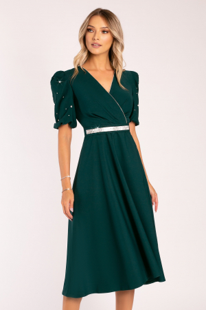 Rochie Megan de ocazie verde închis accesorizată cu ștrasuri [4]