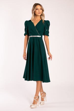 Rochie Megan de ocazie verde închis accesorizată cu ștrasuri [5]