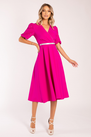 Rochie Megan de ocazie fucsia accesorizată cu ștrasuri [4]