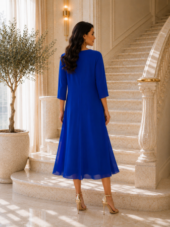 Rochie midi albastru regal accesorizată pe bust [2]