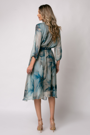 Rochie midi mărime mare cu imprimeu floral albastru degrade [6]