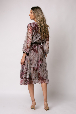 Rochie burgund mărime mare cu imprimeu floral [4]
