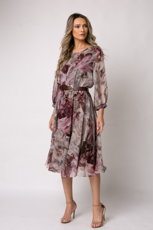 Rochie burgund mărime mare cu imprimeu floral [1]