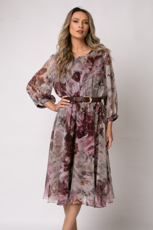 VEZI TOATE REDUCERILE - Rochie burgund mărime mare cu imprimeu floral
