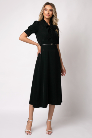 Rochie midi neagră cu mânecă scurtă - [5]