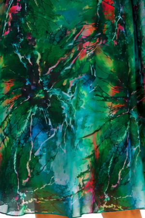 Rochie midi verde cu imprimeu abstract și mâneci vaporoase [4]