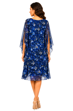 Rochie midi albastră cu imprimeu floral și mâneci vaporoase [2]