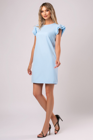 Rochie Mimi bleu cu pliuri pe umeri [1]