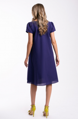 Rochie mov din bumbac mărime mare cu broderie tip floare [2]
