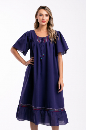 ROCHII DE ZI - Rochie mov mărime mare accesorizată cu broderie