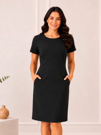 TOATE PRODUSELE - Rochie neagră din vâscoză cu croială dreaptă