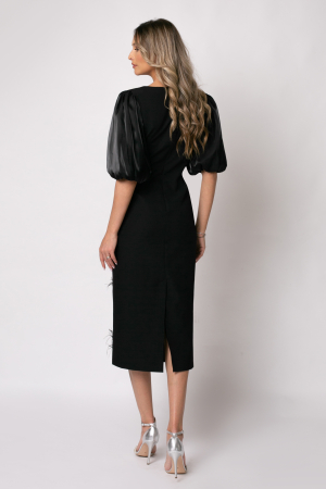 Rochie neagră elegantă accsorizată cu pene [2]