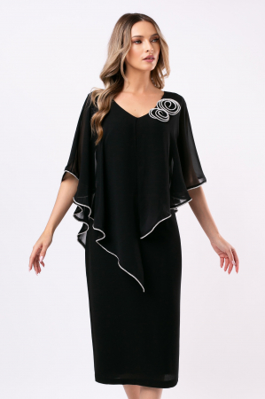 ROCHII DE OCAZIE - Rochie neagră mărime mare accesorizată cu flori 3D