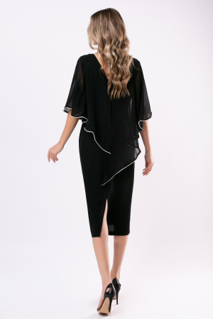 Rochie neagră mărime mare accesorizată cu flori 3D [5]