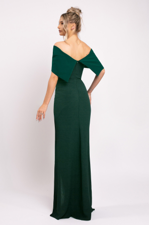 Rochie Nera verde elegantă cu accesoriu deosebit pe bust [3]