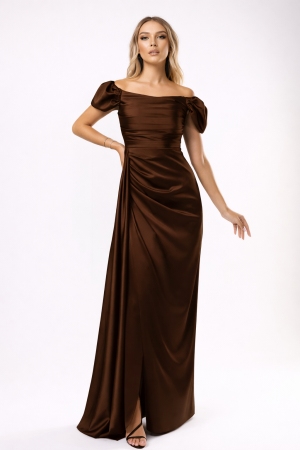 Rochie Nisa maro de ocazie cu umeri bufanți [3]