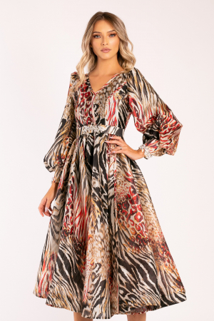 ROCHII ELEGANTE - Rochie Soleni de ocazie cu manșete accesorizate