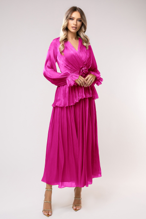 ROCHII DE OCAZIE - Rochie Polena fucsia mărime mare cu flori 3D