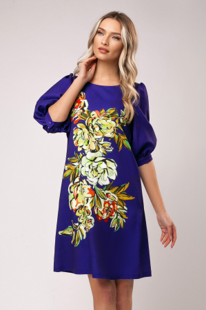 ȚINUTE OFFICE - Rochie Rada indigo cu imprimeu floral
