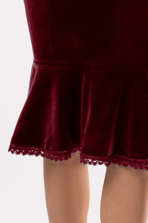 Rochie Romina bordo din catifea accesorizată cu perluțe [5]