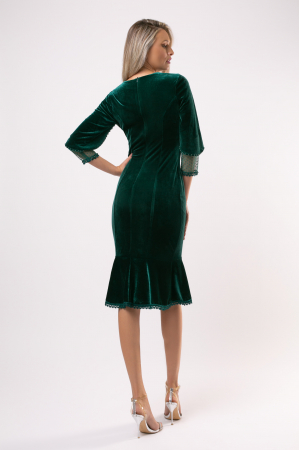 Rochie Romina verde din catifea accesorizată cu perluțe [2]