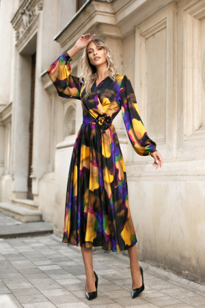 ROCHII DE SEARĂ - Rochie Runa galbenă de ocazie din satin