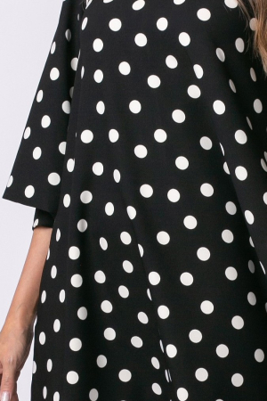 Rochie Sami neagră cu mâneci bufante imprimată cu buline [5]