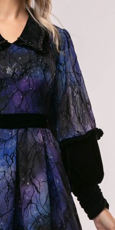 Rochie Selena mov de ocazie din catifea [2]