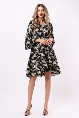 Rochie Tina boho style negru-bej din mătase naturală [1]