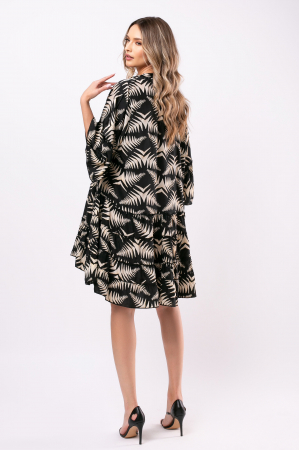 Rochie Tina boho style negru-bej din mătase naturală [5]