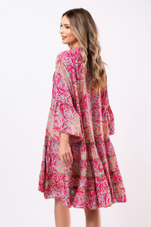 Rochie Tina roz din mătase naturală Boho style [2]