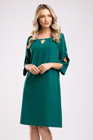 ROCHII ELEGANTE - Rochie Triniti verde accesorizată pe mânecă