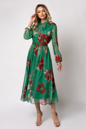 Rochie verde cu imprimeu floral [3]