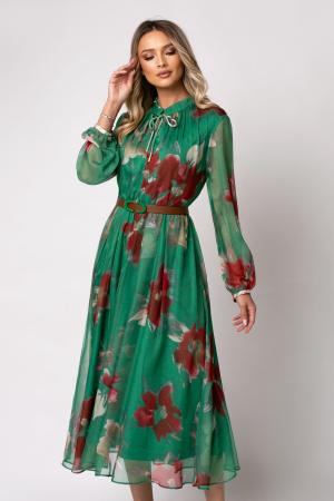 ROCHII DE OCAZIE - Rochie verde cu imprimeu floral