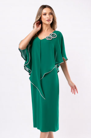 Rochie verde mărime mare accesorizată cu flori 3D [4]