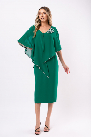Rochie verde mărime mare accesorizată cu flori 3D [2]