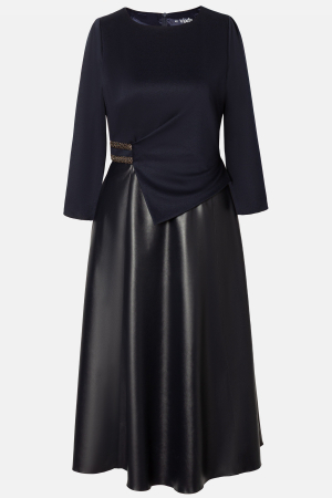 Rochie Viada bleumarin cu piele ecologică [1]