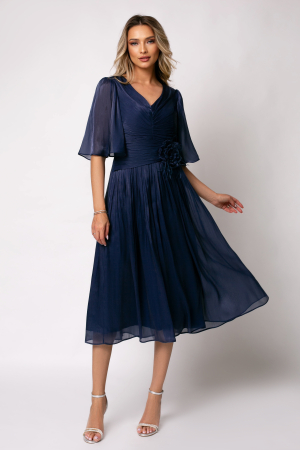 Rochie Viada bleumarin de ocazie accesorizată în talie [1]