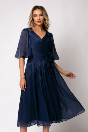 Rochie Viada bleumarin de ocazie accesorizată în talie [6]