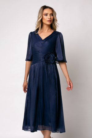 ROCHII DE OCAZIE - Rochie Viada bleumarin de ocazie accesorizată în talie