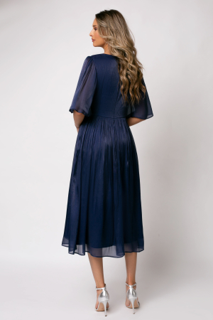 Rochie Viada bleumarin de ocazie accesorizată în talie [2]