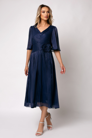 Rochie Viada bleumarin de ocazie accesorizată în talie [5]