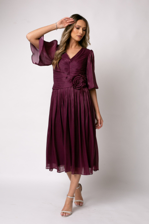 Rochie Viada mov de ocazie accesorizată în talie [1]