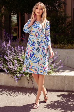 TOATE PRODUSELE - Rochie Viada din in albastră cu imprimeu floral