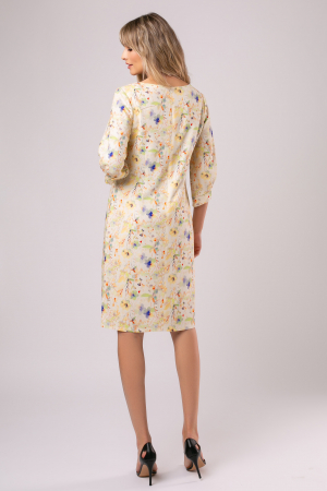 Rochie Viada din in crem cu imprimeu floral [5]
