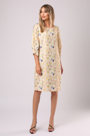 Rochie Viada din in crem cu imprimeu floral [1]